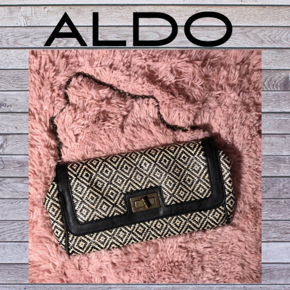 Aldo black and white geo design Clutch